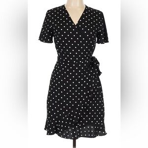 Banana Republic Black Polka Dot Wrap Dress